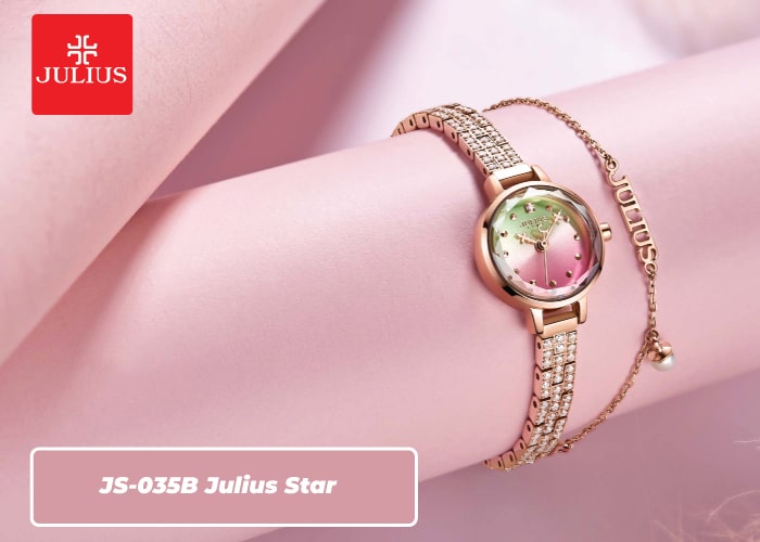 Đồng Hồ Nữ JS-035B Julius Star Đính Kim Cương (Hồng)