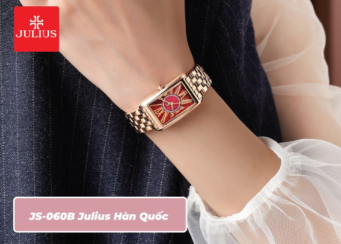 Đồng Hồ Nữ JS-060B Julius Hàn Quốc Kính sapphire (Đỏ)