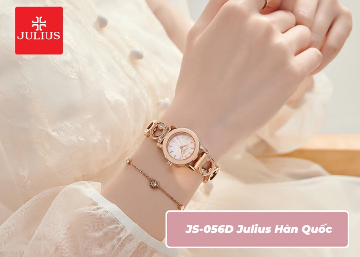 Đồng Hồ Nữ JS-056D Julius Hàn Quốc Kính Sapphire (Vàng Hồng)