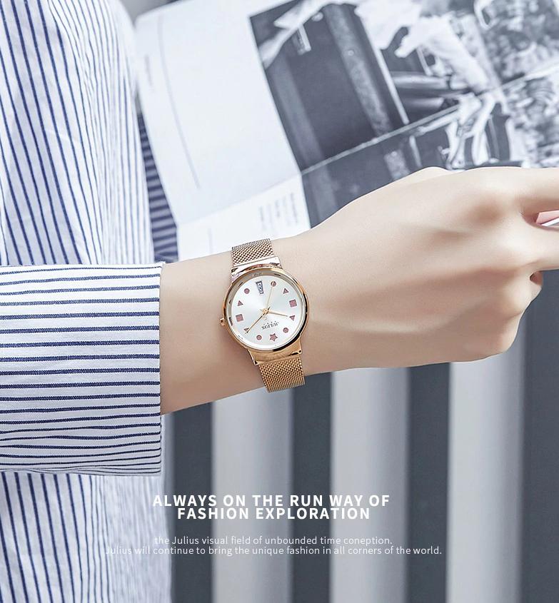 Đồng Hồ Nữ JA-1187C Julius Hàn Quốc Dây Thép (Tím) - đồng hồ đeo trên tay mẫu