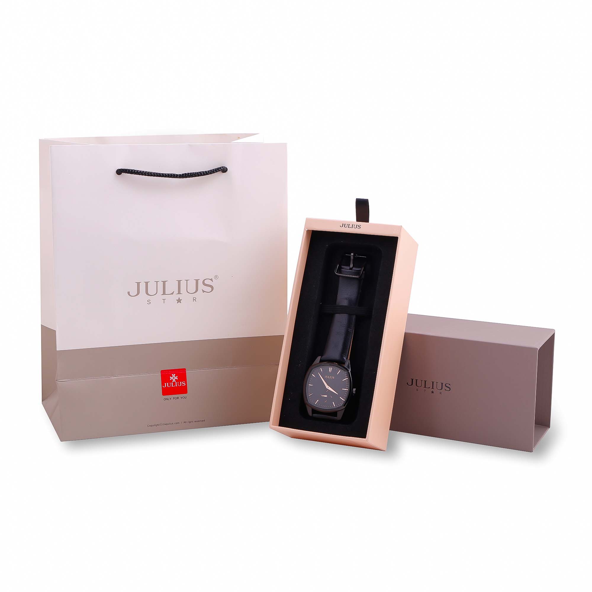 Đồng Hồ Nam JS-014MD Julius Star Hàn Quốc Dây Da (Đen) - full box