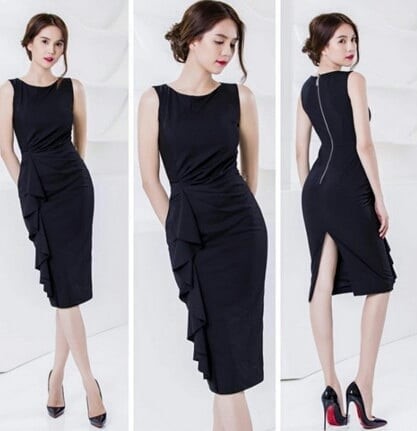 Váy dài xanh đen đơn giản sexy tôn dáng - D274 - AloraShop21