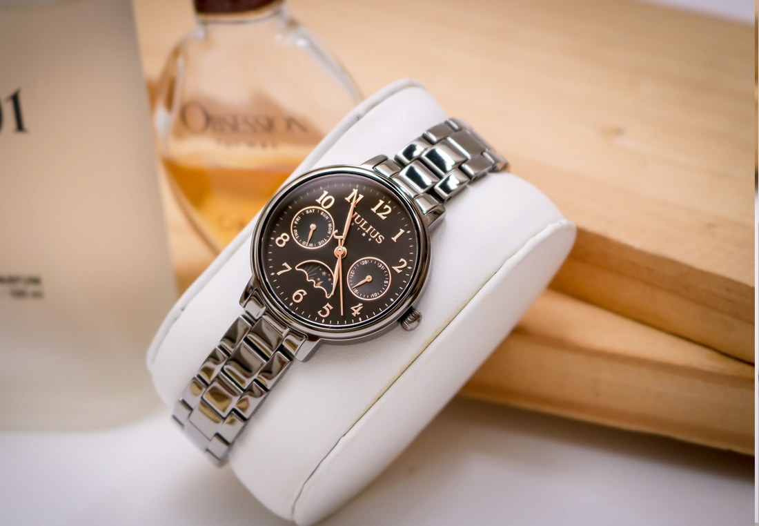 Đồng Hồ Nữ JS-047C Julius Star Kính saphire Hàn Quốc (Đen)