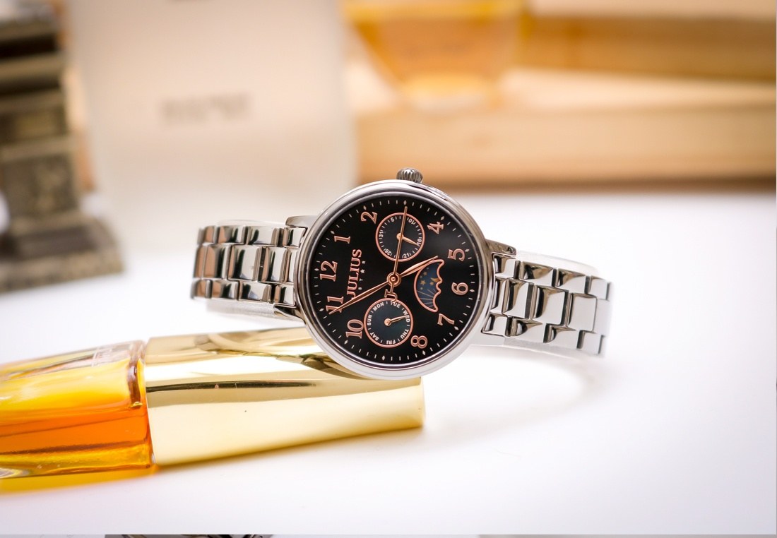 Đồng Hồ Nữ JS-047C Julius Star Kính saphire Hàn Quốc (Đen)