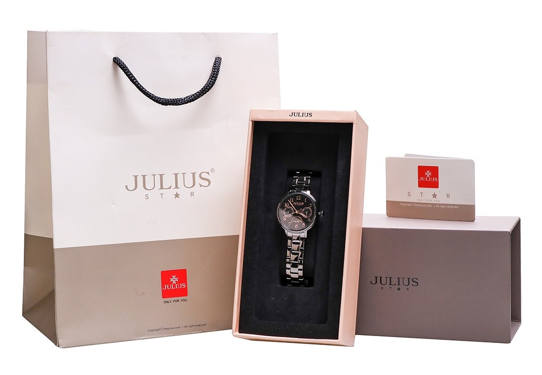 Đồng Hồ Nữ JS-047C Julius Star Kính saphire Hàn Quốc (Đen)