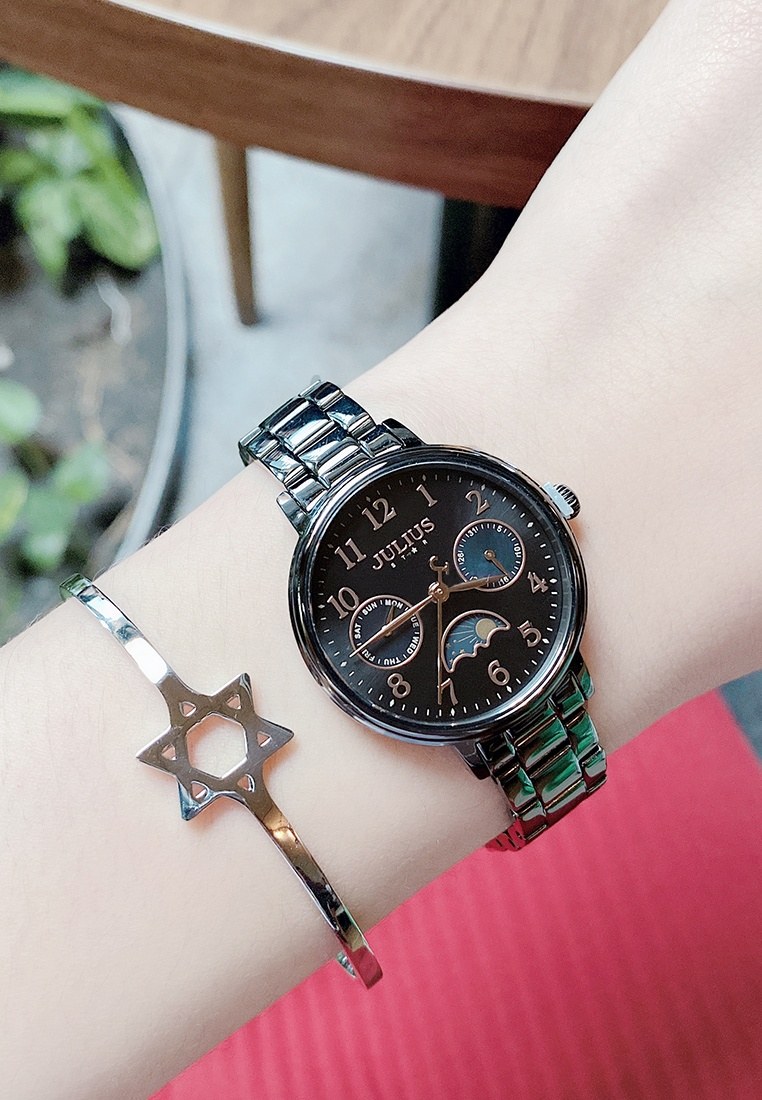 Đồng Hồ Nữ JS-047C Julius Star Kính saphire Hàn Quốc (Đen)