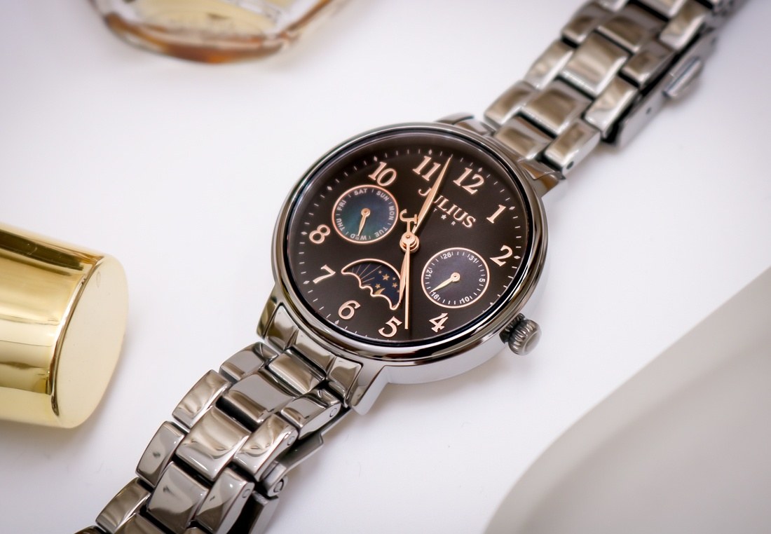 Đồng Hồ Nữ JS-047C Julius Star Kính saphire Hàn Quốc (Đen)