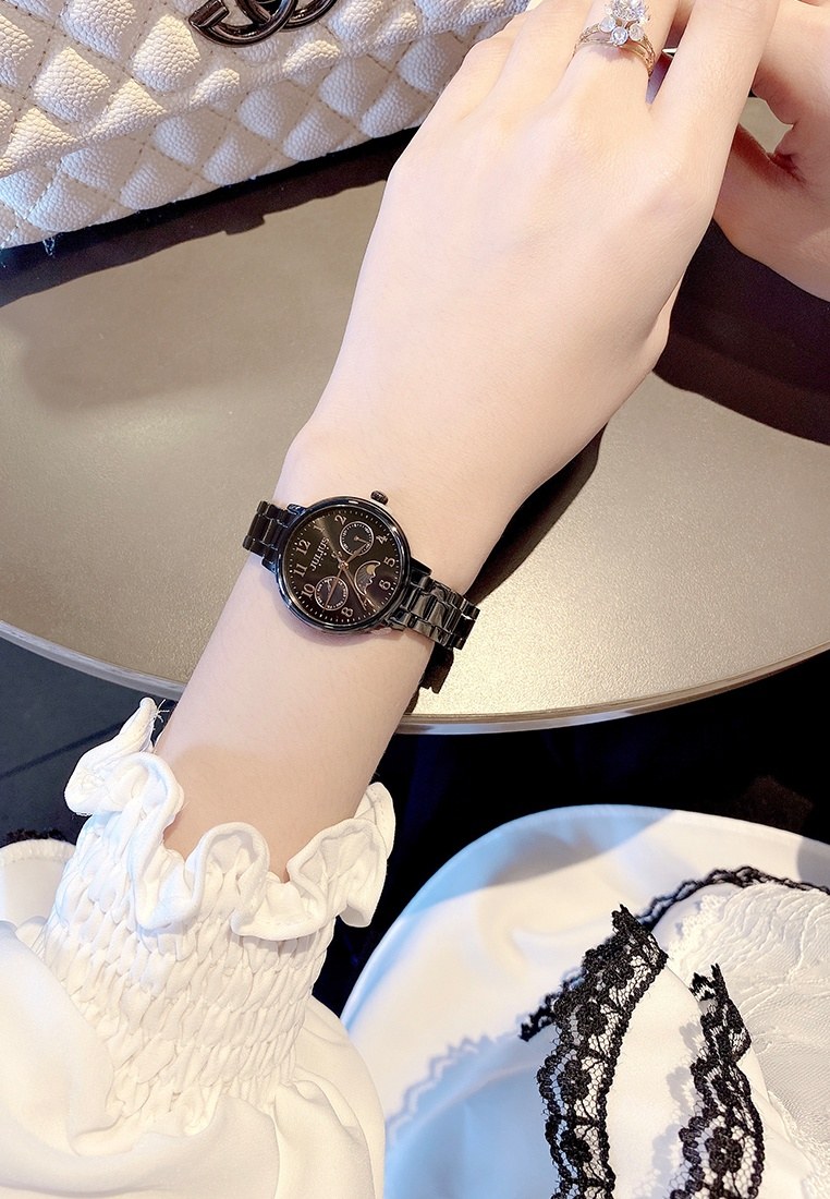 Đồng Hồ Nữ JS-047C Julius Star Kính saphire Hàn Quốc (Đen)