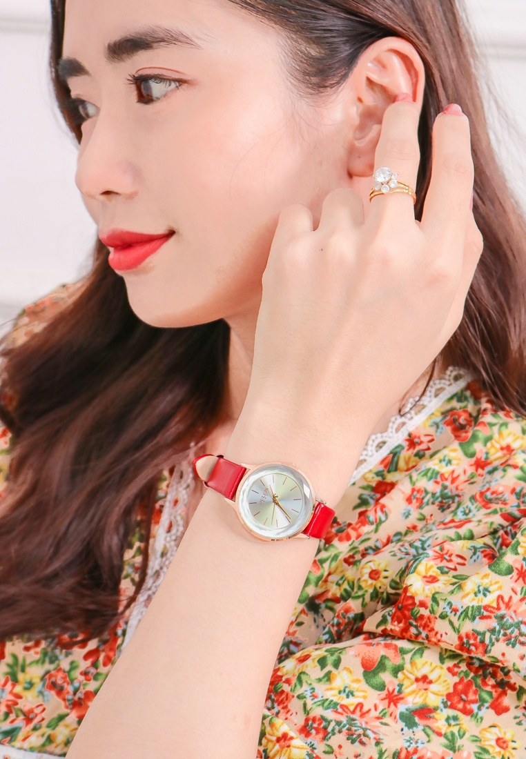 Đồng Hồ Nữ Julius Hàn Quốc Dây Da JA-1254A (Đỏ)