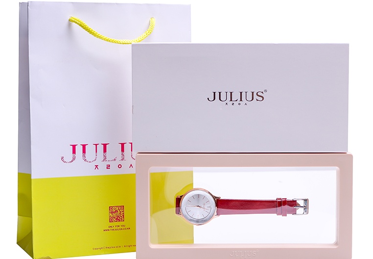 Đồng Hồ Nữ Julius Hàn Quốc Dây Da JA-1254A (Đỏ)