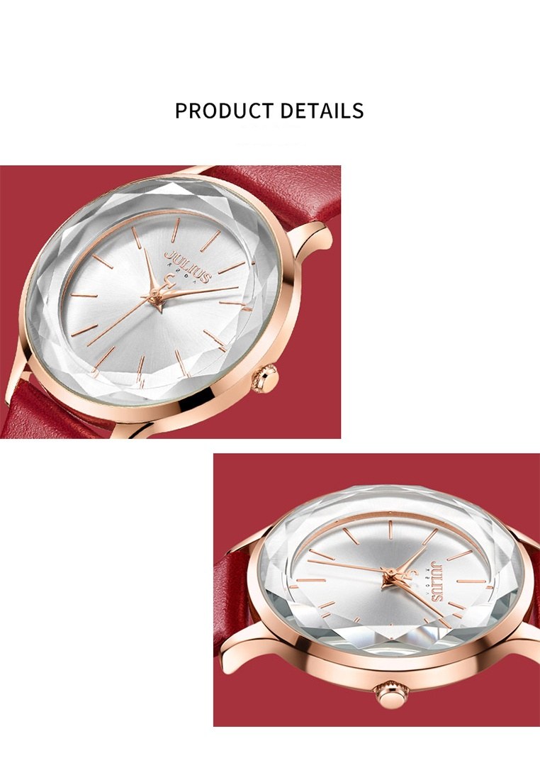 Đồng Hồ Nữ Julius Hàn Quốc Dây Da JA-1254A (Đỏ)