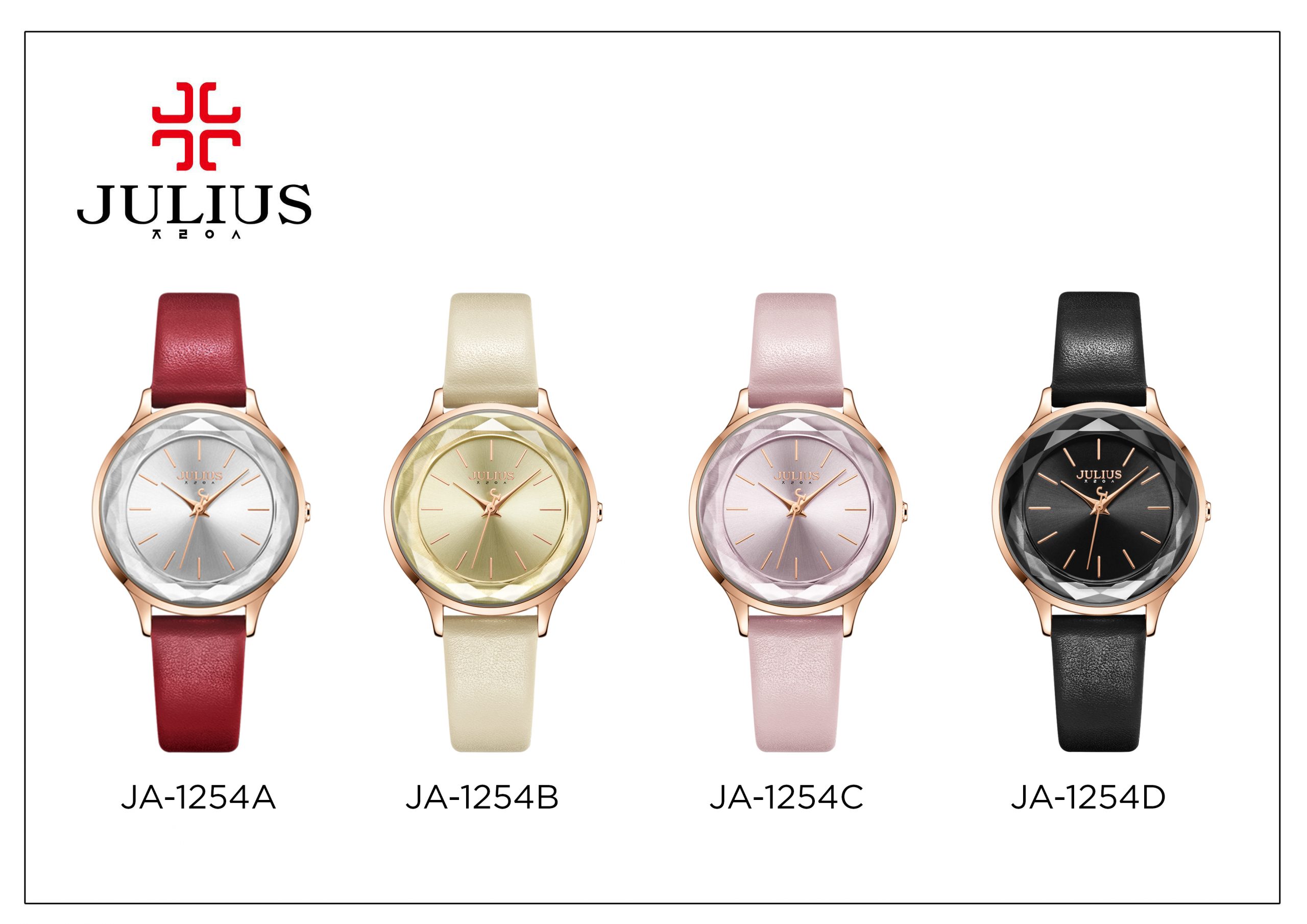 Đồng Hồ Nữ Julius Hàn Quốc Dây Da JA-1254A (Đỏ)