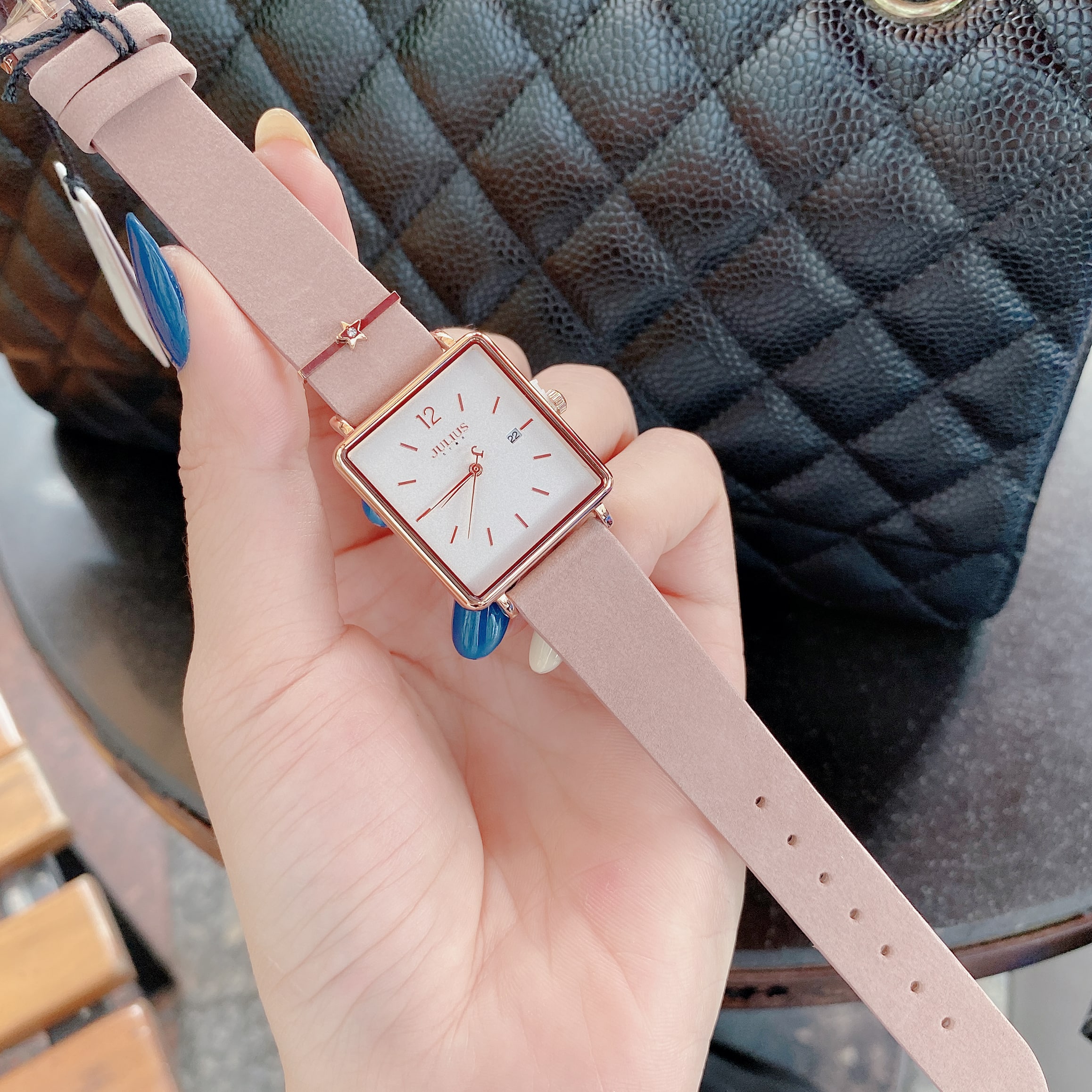 Đồng Hồ Nữ JS-048B Julius Star Kính Sapphire Hàn Quốc (Hồng)