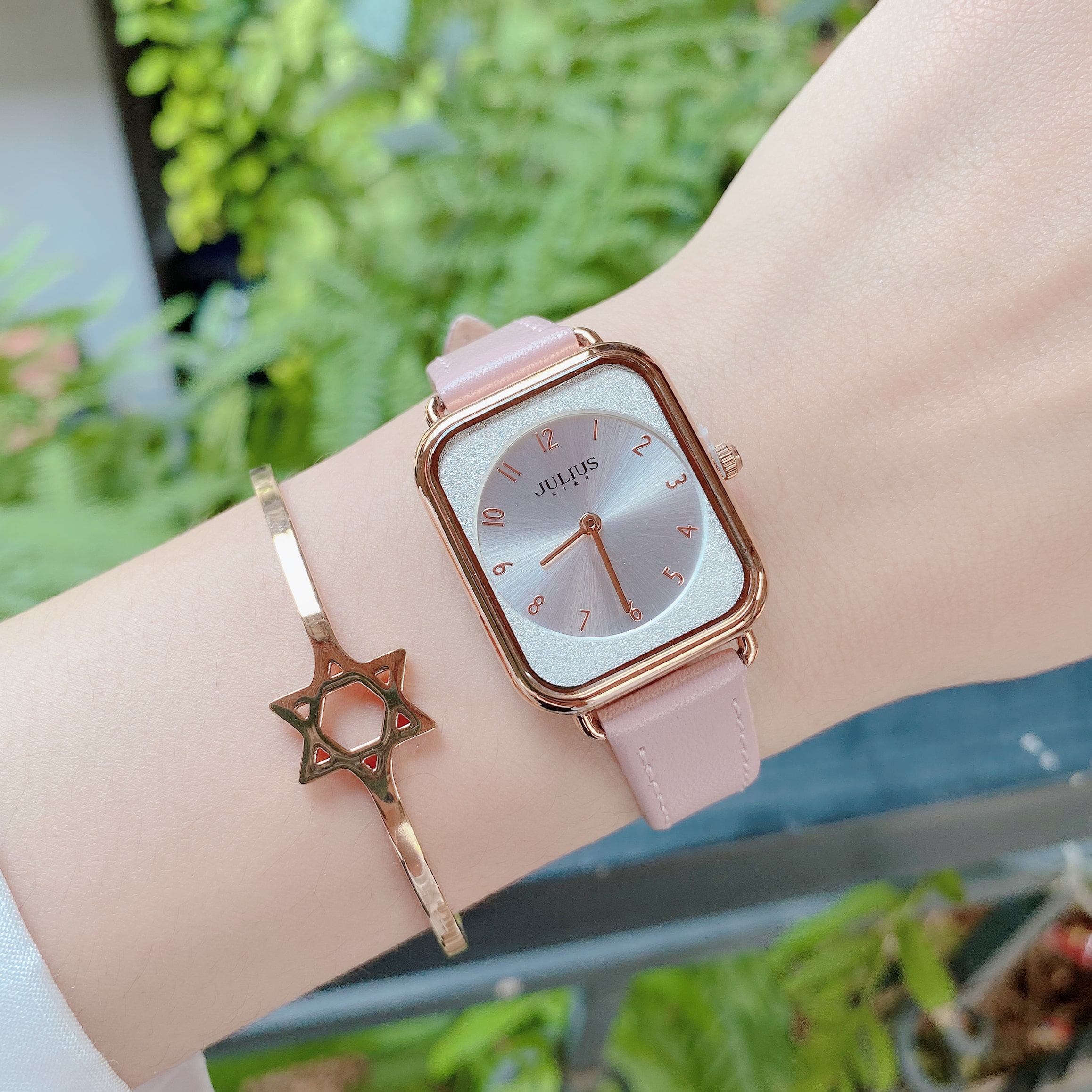 Đồng Hồ Nữ JS-050A Julius Star Kính Saphire Hàn Quốc (Hồng)