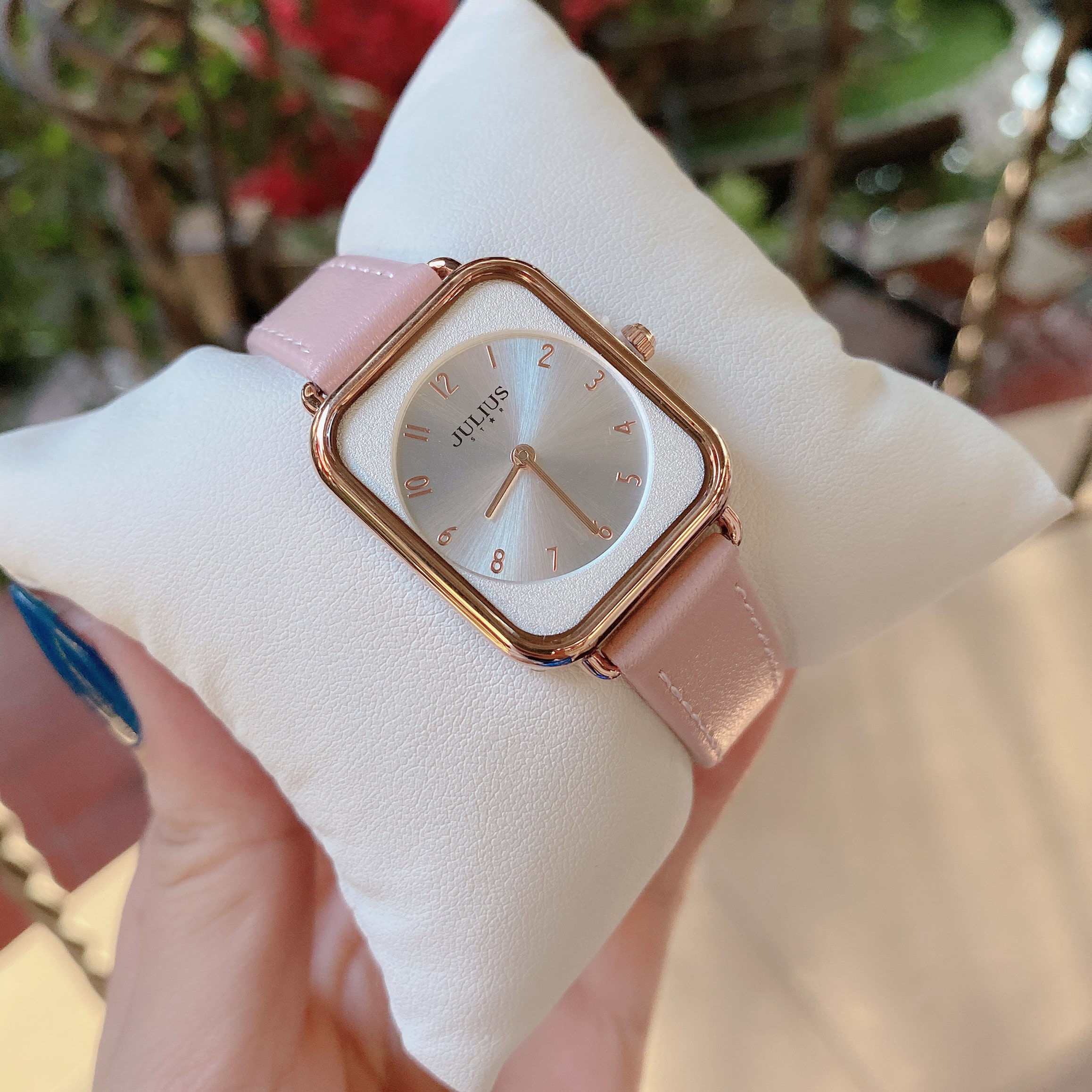 Đồng Hồ Nữ JS-050A Julius Star Kính Saphire Hàn Quốc (Hồng)