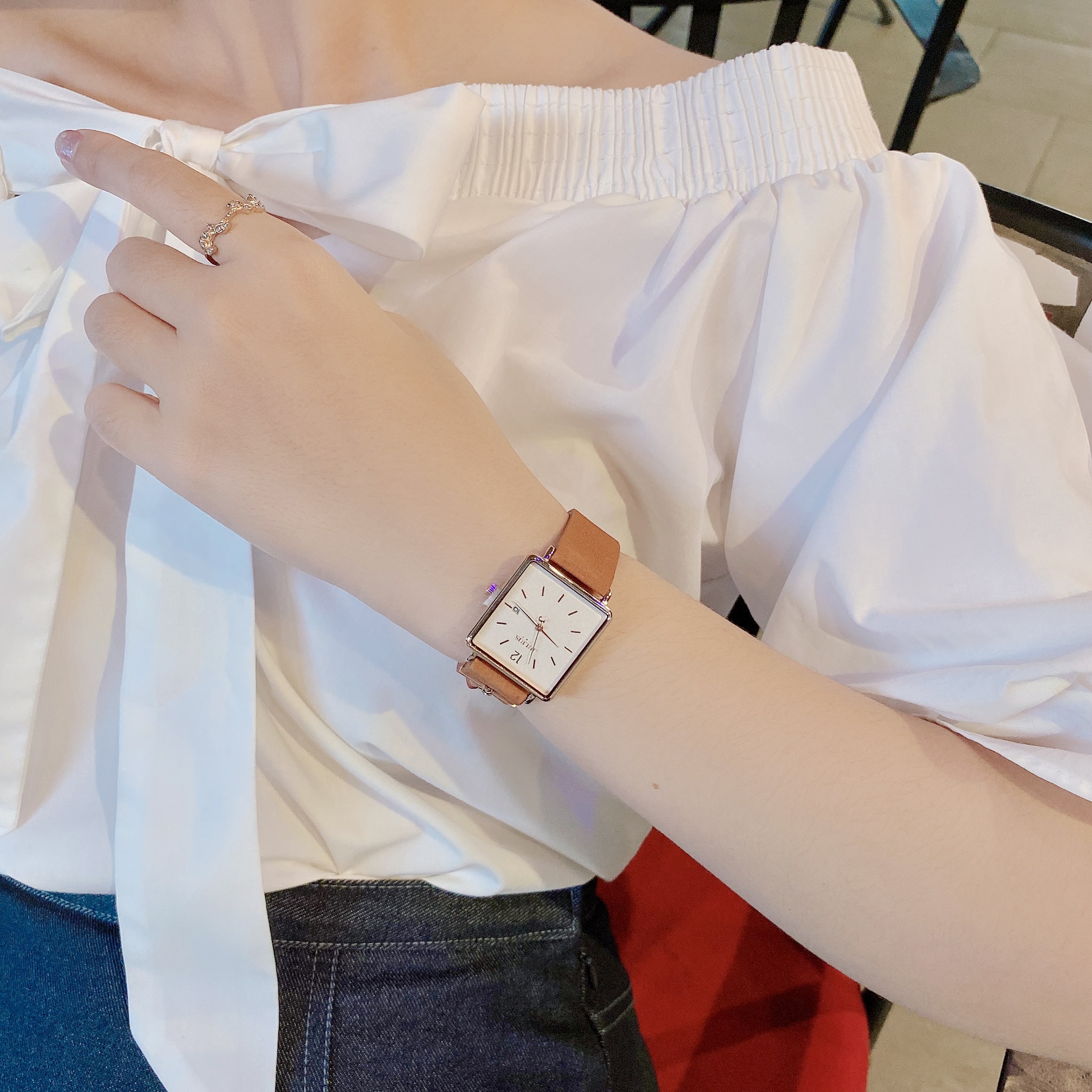 Đồng Hồ Nữ JS-048C Julius Star Kính Sapphire Hàn Quốc (Nâu)