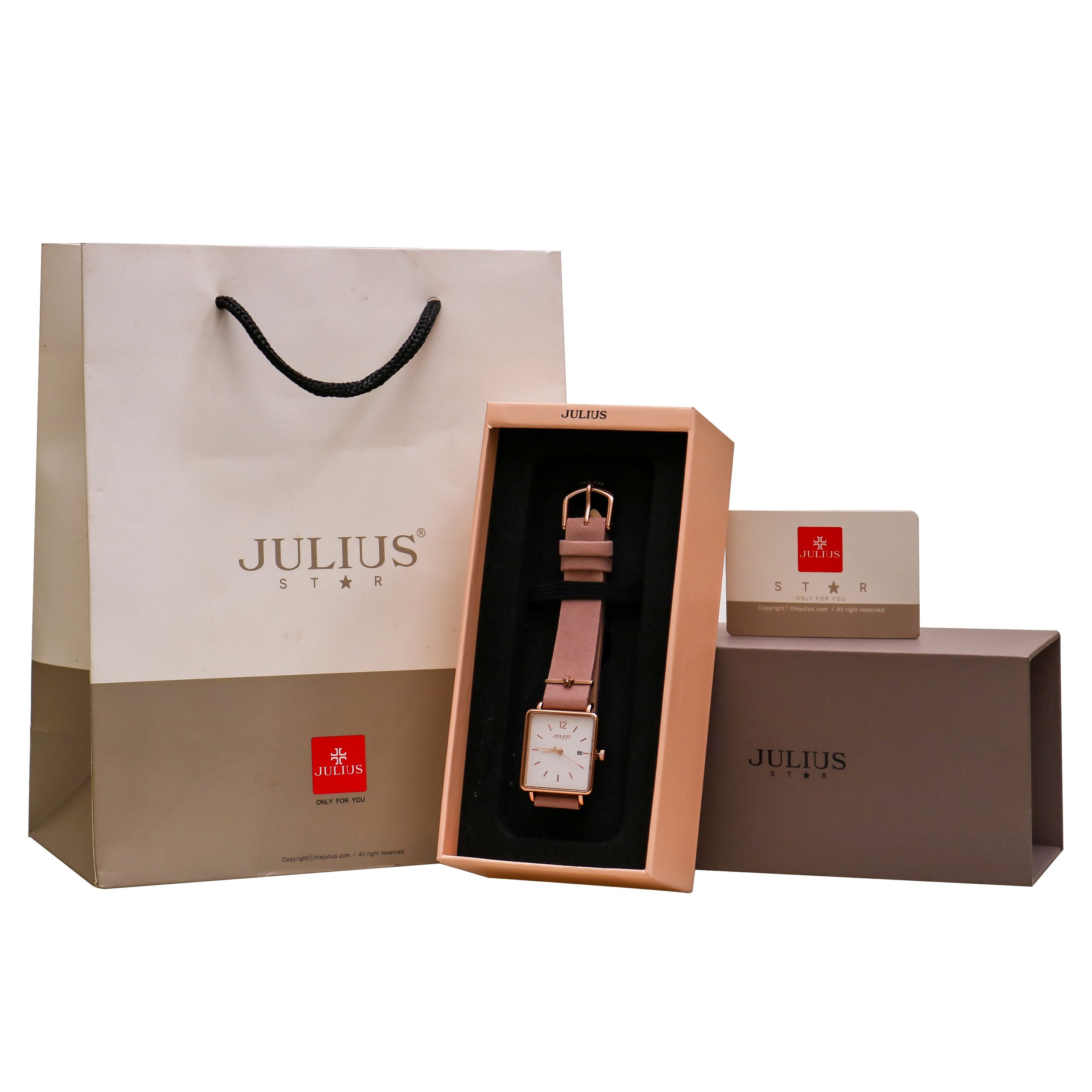 Đồng Hồ Nữ JS-048B Julius Star Kính Sapphire Hàn Quốc (Hồng)
