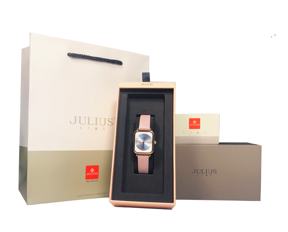 Đồng Hồ Nữ JS-050A Julius Star Kính Saphire Hàn Quốc (Hồng)