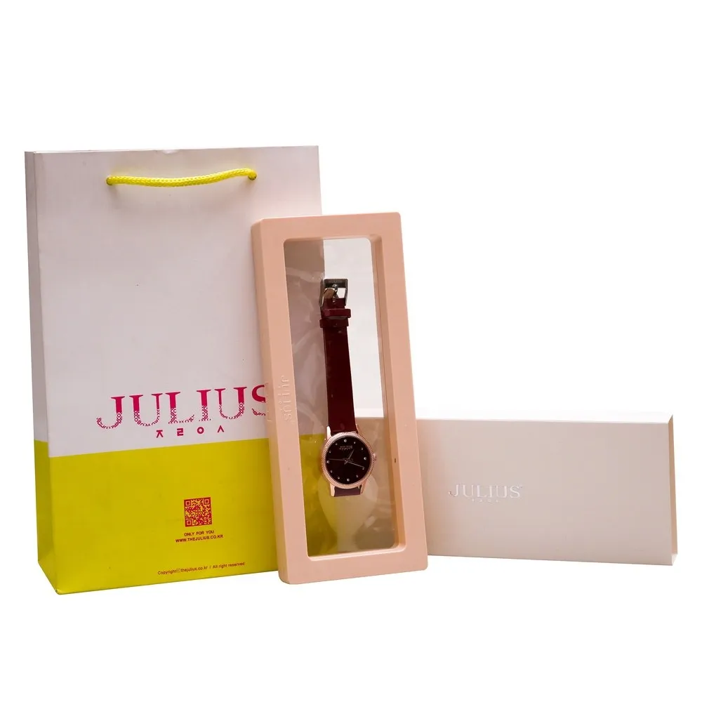 Đồng Hồ Nữ JA-1219C1 Julius Hàn Quốc Dây Da (Mặt Đỏ) - full box