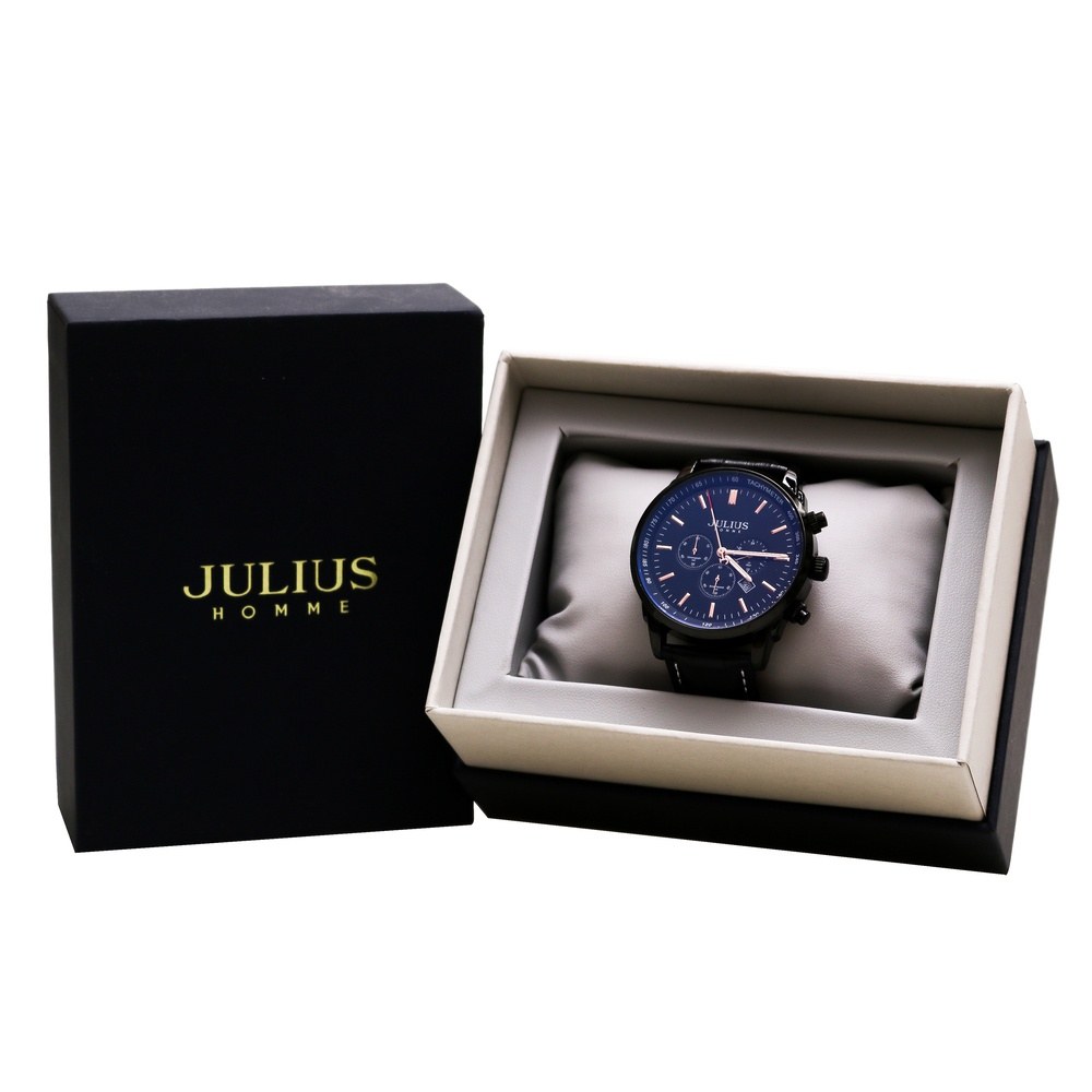 Đồng Hồ Nam JAH-133B chronograph Julius Hàn Quốc Dây Da (Đen) - full box