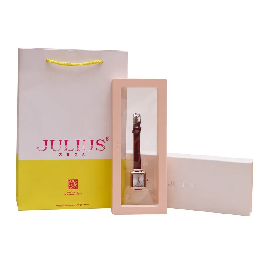 Đồng Hồ Julius JA-1314A Hàn Quốc Dây da (Đỏ)- full box