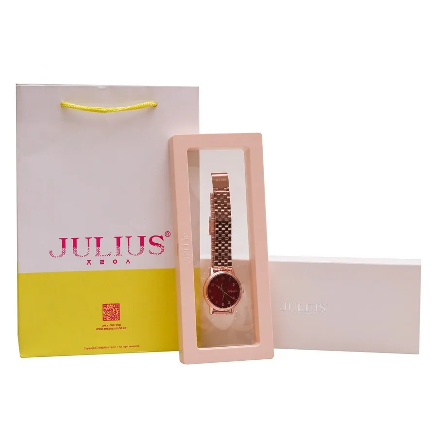 Đồng Hồ Nữ Julius JA-1265LC Hàn Quốc Dây Thép (Đỏ)- full box