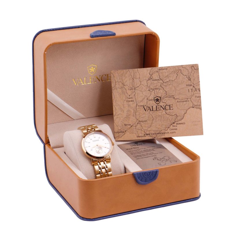 Đồng Hồ Nữ VC-080L Valence Hàn Quốc Mặt Kính Sapphire (Vàng) - full box