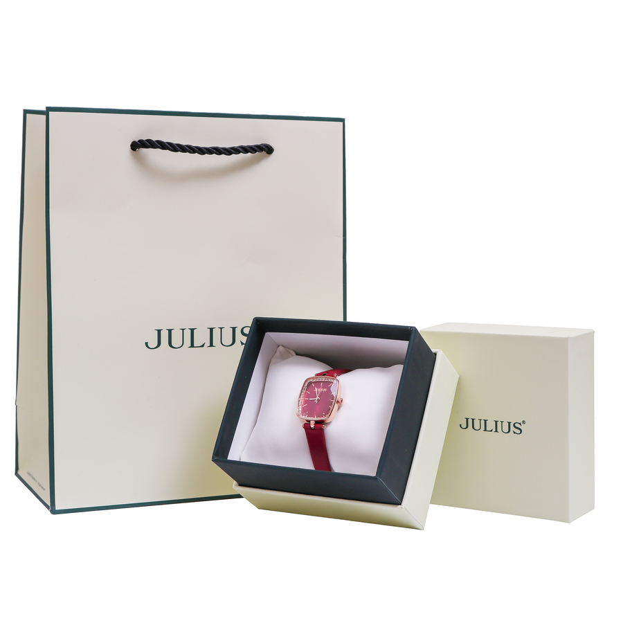 Đồng Hồ Nữ JA-1341C Julius Hàn Quốc Dây Da (Đỏ)- đồng hồ trong hộp full