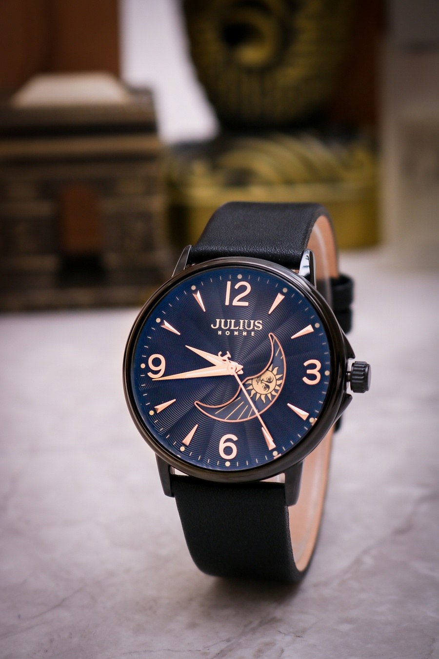 Đồng Hồ Nam JAH-135D Julius Hàn Quốc Dây Da (Đen)- mặt trước 