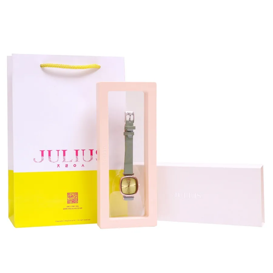 Đồng Hồ Nữ JA-1342B Julius Hàn Quốc Dây Da (Xanh nhạt)- mặt trước full box