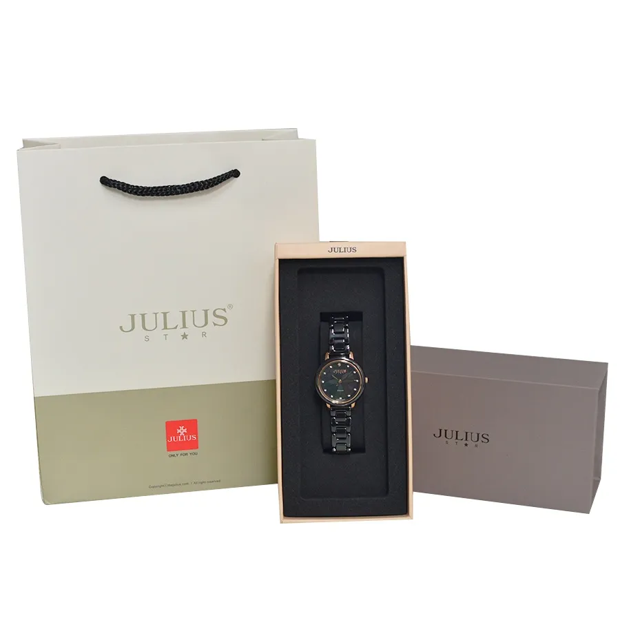 Đồng Hồ Nữ JS-062C Julius Star Đá Ceramic (Đen) - full box