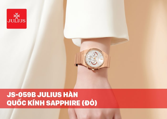 Đồng Hồ Nữ JS-059B Julius Hàn Quốc Kính Sapphire (Đỏ)