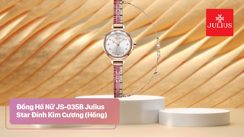 Đồng Hồ Nữ JS-035B Julius Star Đính Kim Cương (Hồng)