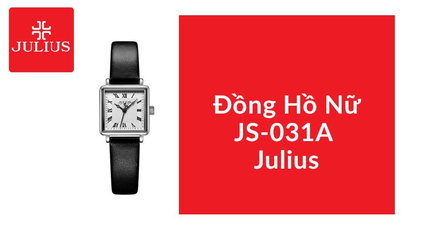 Đồng Hồ Nữ JS-031A Julius Star Kính Sapphire Hàn Quốc dây da (Đen)